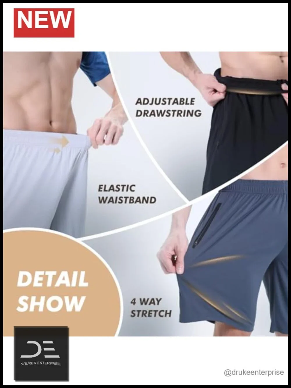 5 Pack Mens Athletic Shorts with Zipper Pockets Lightweight Quick Dry